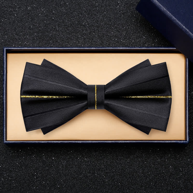 Men's Golden Thread Decor Double Layered Bow Tie - image 2