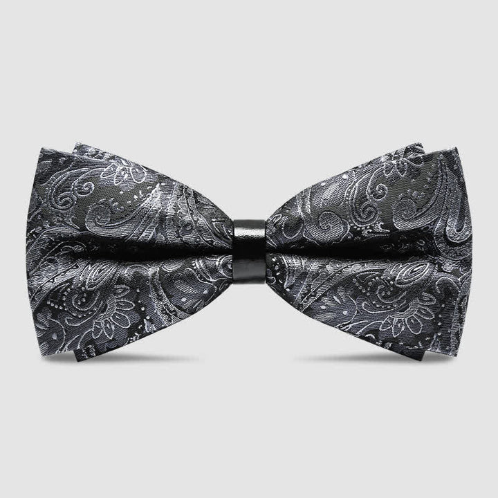 Men's Luxurious Gray Paisley Pattern Bow Tie - Style #1 - image 2