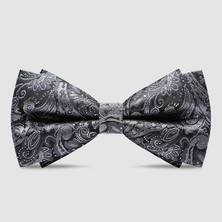 Men's Luxurious Gray Paisley Pattern Bow Tie - Style #2 - image 5