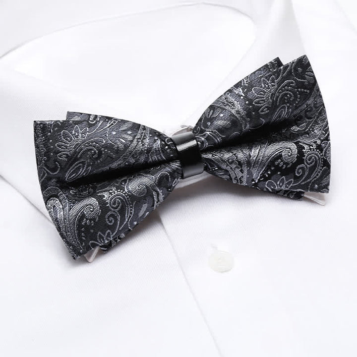 Men's Luxurious Gray Paisley Pattern Bow Tie - image 1