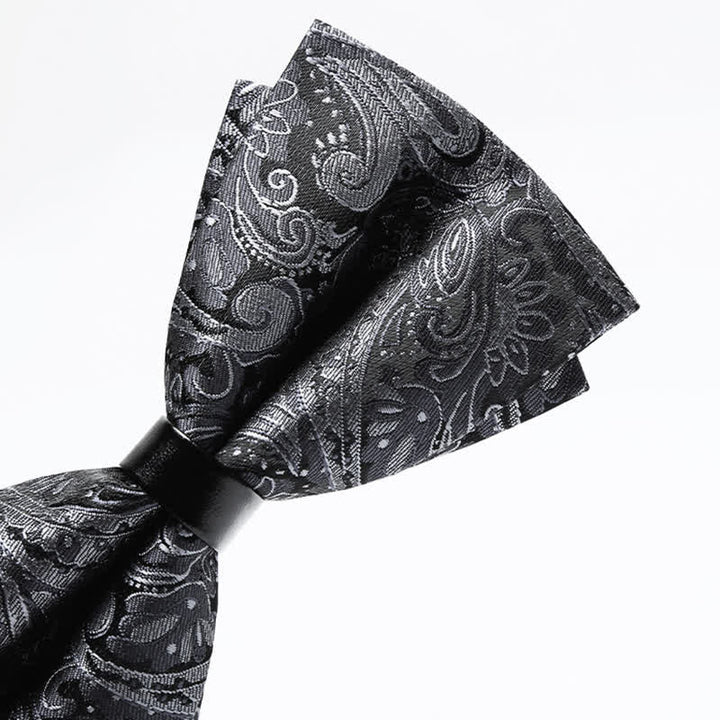 Men's Luxurious Gray Paisley Pattern Bow Tie - image 3