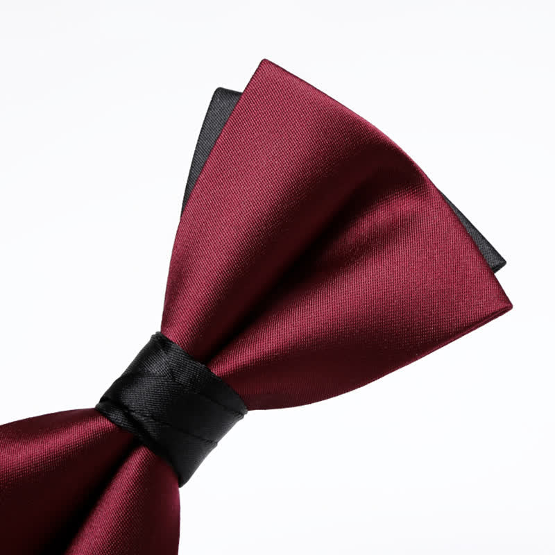 Men's Red Black Double-Layered Wedding Groom Bow Tie - image 3