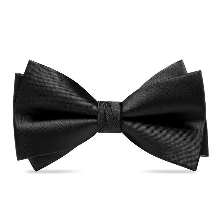Men's Red Black Double-Layered Wedding Groom Bow Tie - Black - image 6
