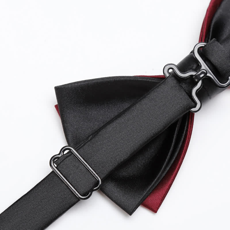 Men's Red Black Double-Layered Wedding Groom Bow Tie - image 4