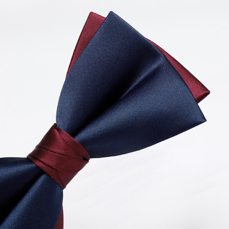 Men's Noble Navy & Burgundy Double Layered Bow Tie - image 2