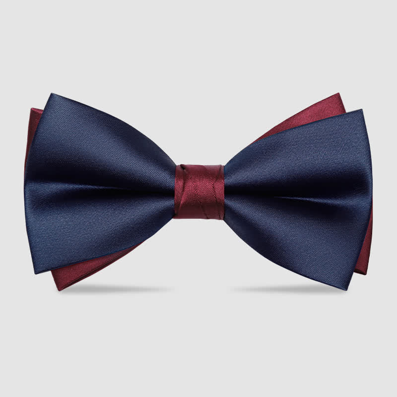 Men's Noble Navy & Burgundy Double Layered Bow Tie - Navy & Burgundy - image 0