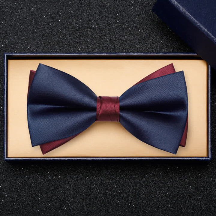 Men's Noble Navy & Burgundy Double Layered Bow Tie - image 4