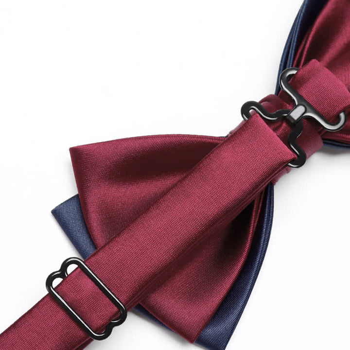 Men's Noble Navy & Burgundy Double Layered Bow Tie - image 3