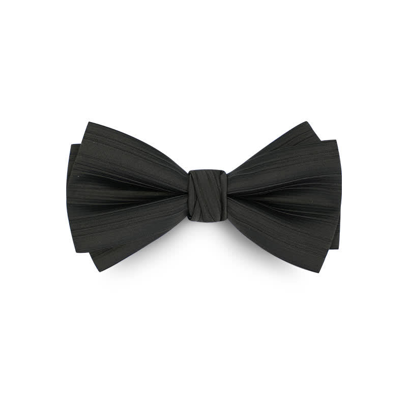 Men's Solid Color Twilled Formal Wedding Bow Tie - Black - image 10