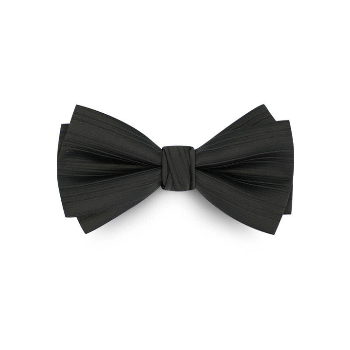 Men's Solid Color Twilled Formal Wedding Bow Tie - Black - image 10