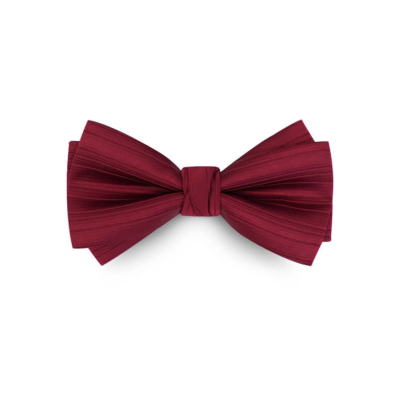 Men's Solid Color Twilled Formal Wedding Bow Tie - Burgundy - image 5
