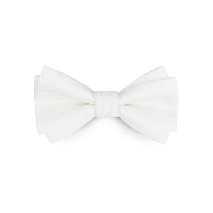 Men's Solid Color Twilled Formal Wedding Bow Tie - White - image 2