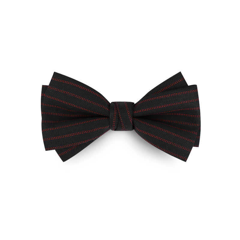 Men's Solid Color Twilled Formal Wedding Bow Tie - Black & Red - image 14