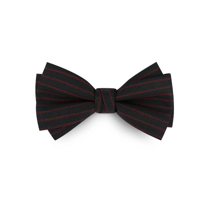 Men's Solid Color Twilled Formal Wedding Bow Tie - Black & Red - image 14