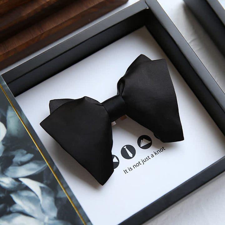 Men's Plain Solid Color Oversized Pointed Bow Tie - Black - image 0