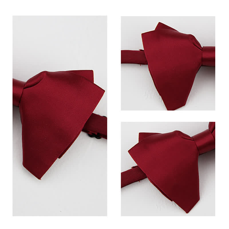 Men's Plain Solid Color Oversized Pointed Bow Tie - image 11