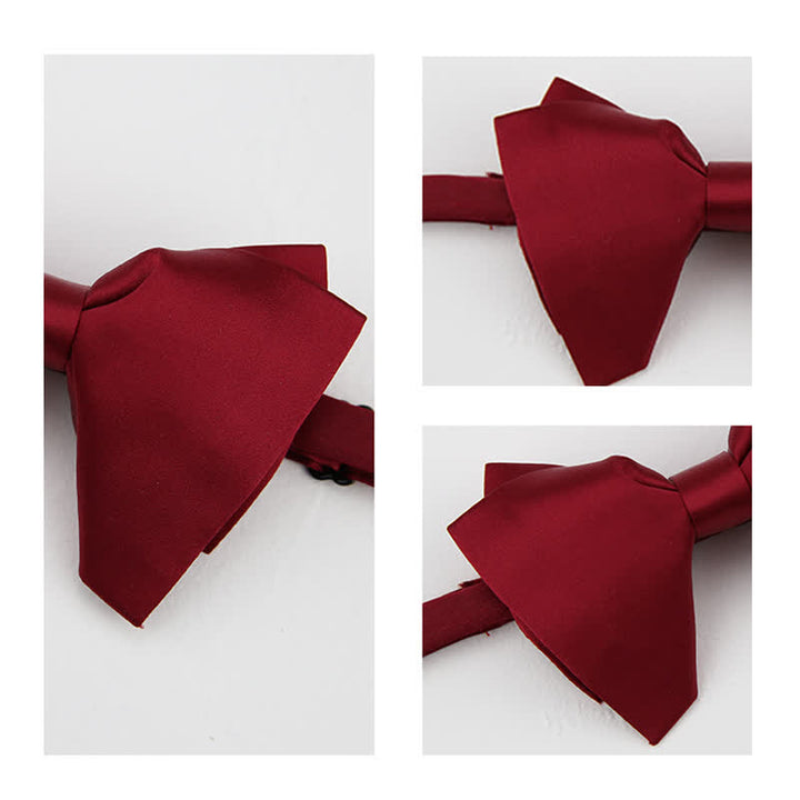 Men's Plain Solid Color Oversized Pointed Bow Tie - image 11
