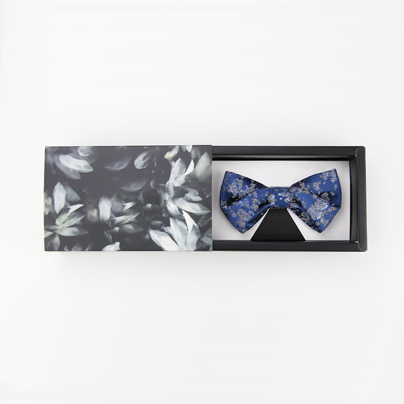 Men's Delicate Blue Floral Printed Bow Tie - Style #2 - image 4