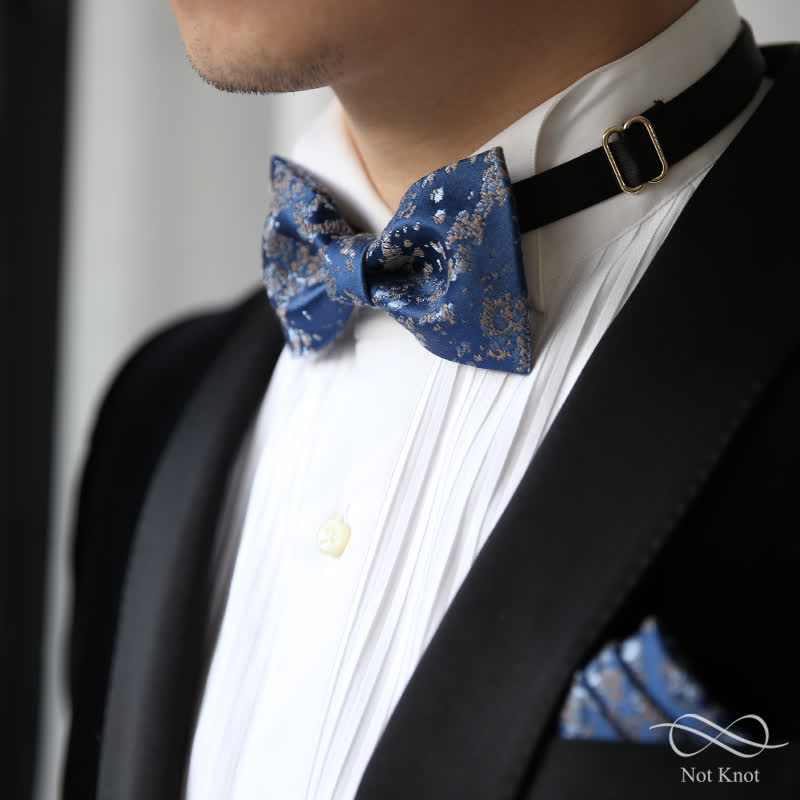 Men's Delicate Blue Floral Printed Bow Tie - image 1