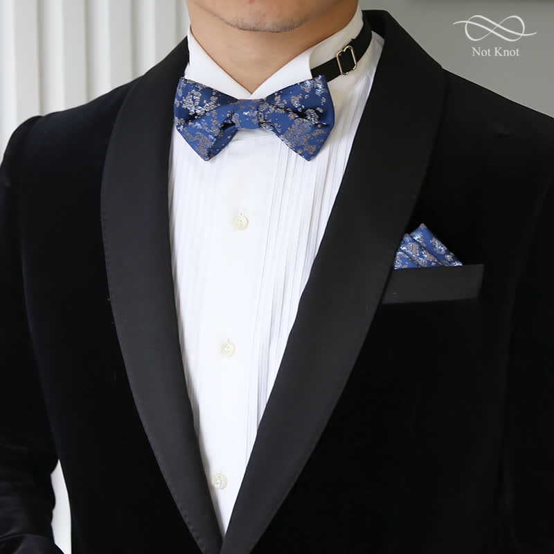 Men's Delicate Blue Floral Printed Bow Tie - image 5