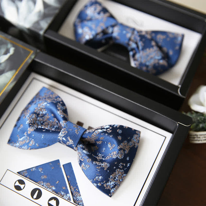 Men's Delicate Blue Floral Printed Bow Tie - image 0
