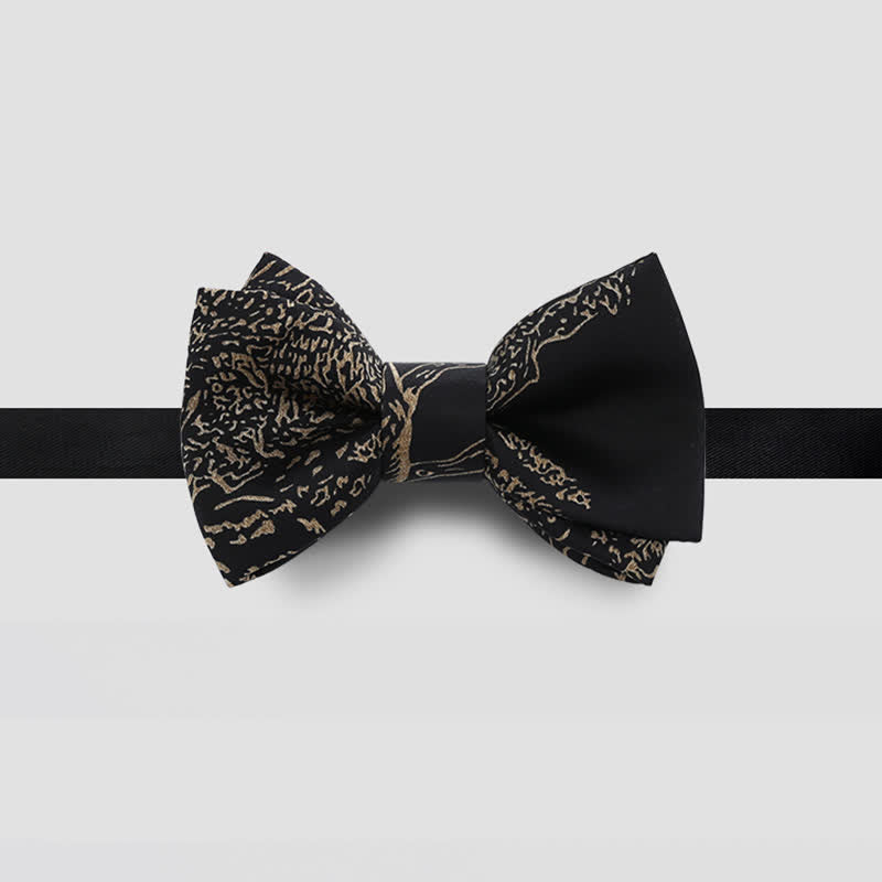 Men's Gold Painting Black Wedding Groom Bow Tie - image 5