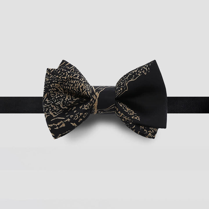 Men's Gold Painting Black Wedding Groom Bow Tie - image 5