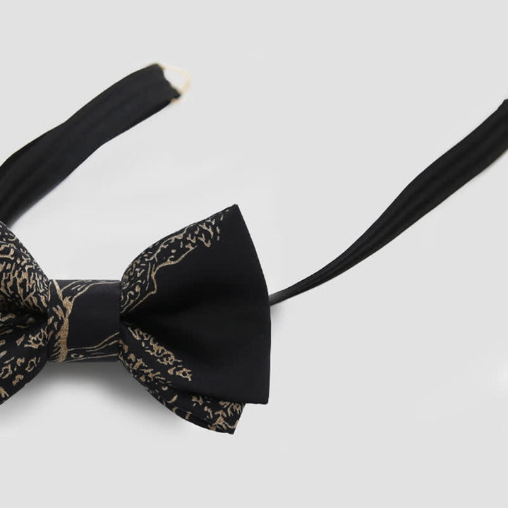 Men's Gold Painting Black Wedding Groom Bow Tie - image 7