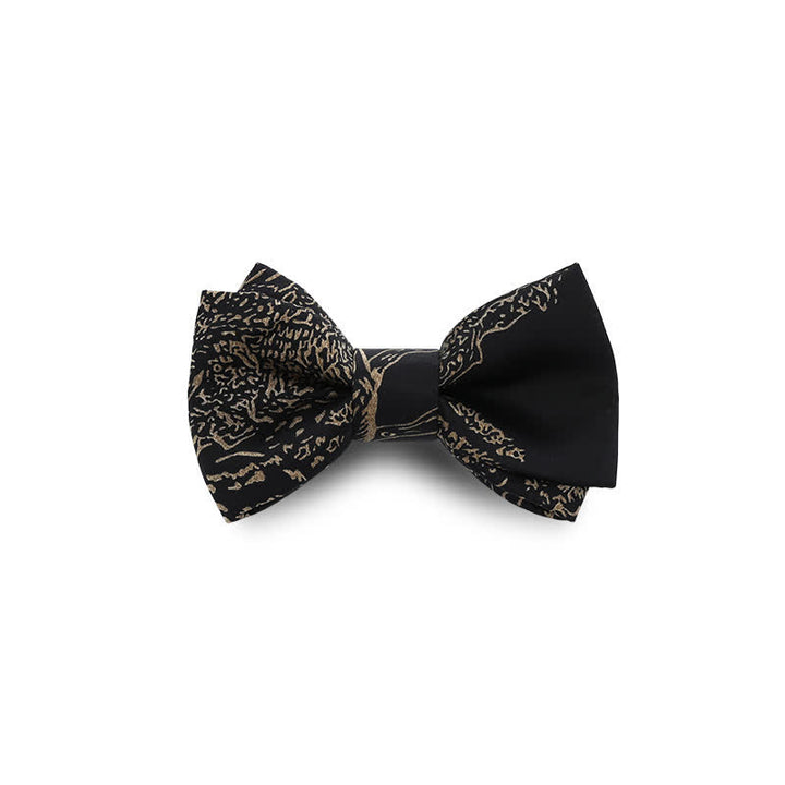 Men's Gold Painting Black Wedding Groom Bow Tie - image 4