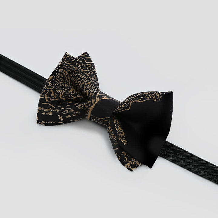 Men's Gold Painting Black Wedding Groom Bow Tie - image 6