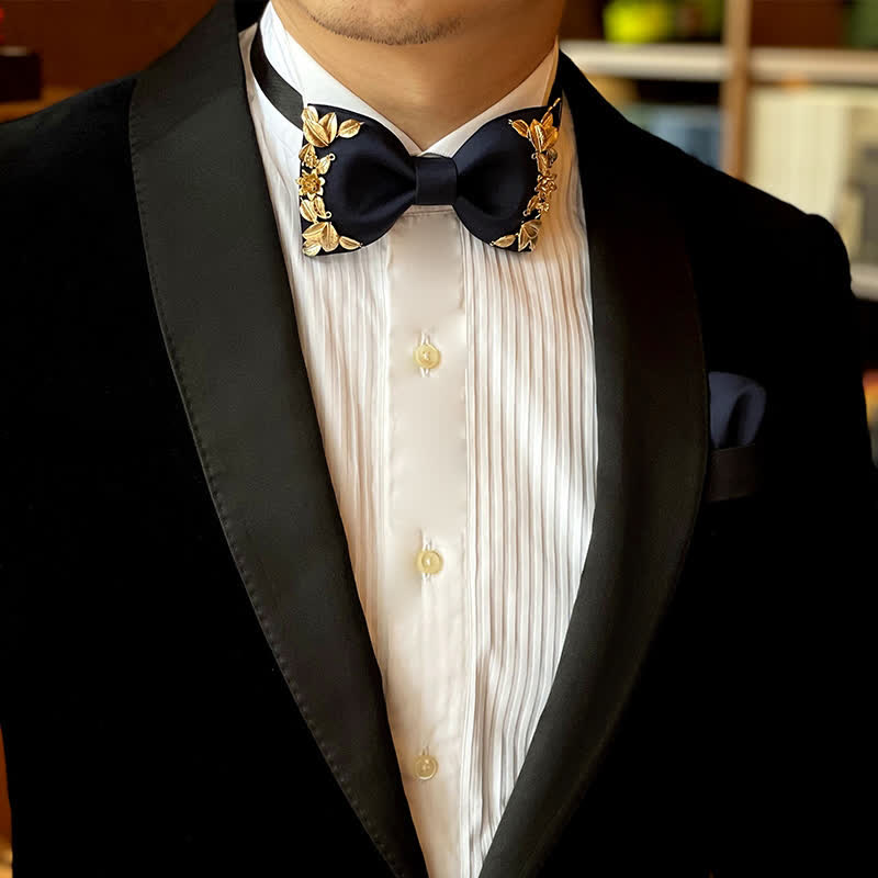 1Pcs Men's Golden Metal Bird Flower Decors Bow Tie - image 11