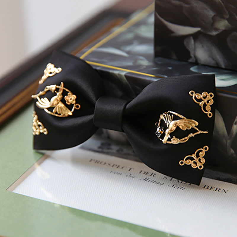 1Pcs Men's Golden Metal Bird Flower Decors Bow Tie - image 8