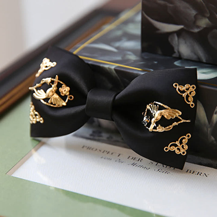 1Pcs Men's Golden Metal Bird Flower Decors Bow Tie - image 8