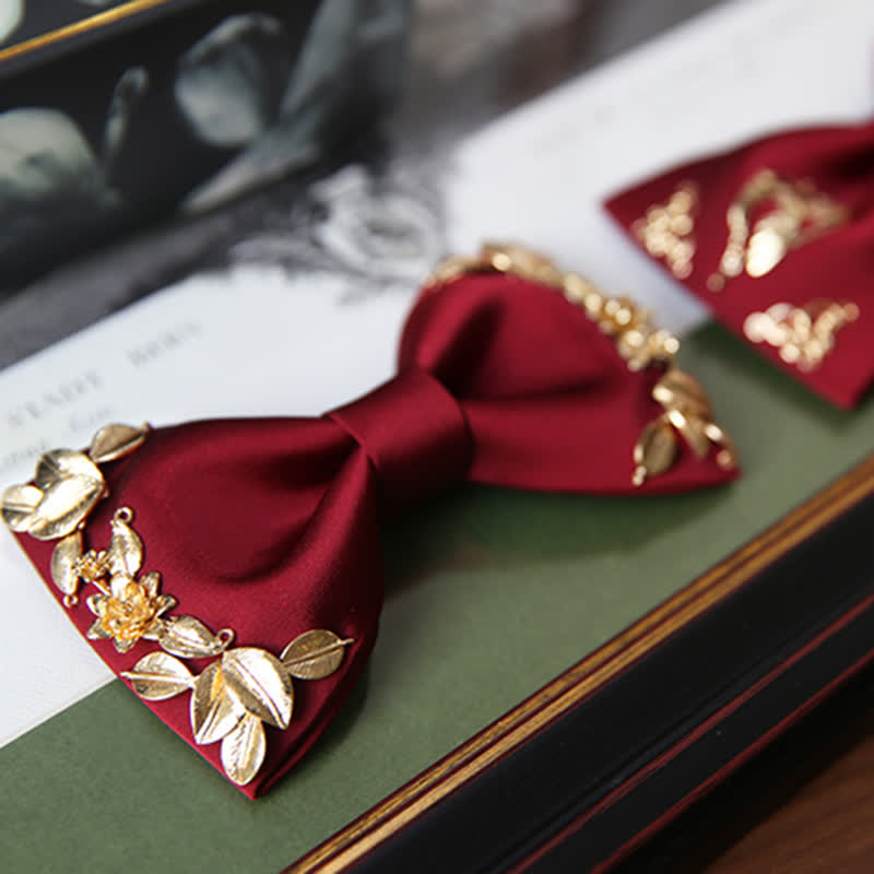 1Pcs Men's Golden Metal Bird Flower Decors Bow Tie - image 5