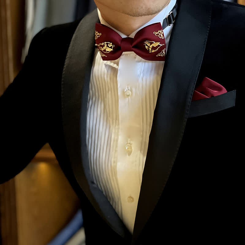 1Pcs Men's Golden Metal Bird Flower Decors Bow Tie - image 1