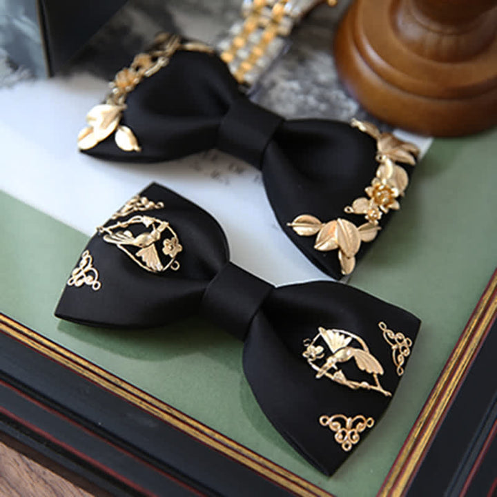 1Pcs Men's Golden Metal Bird Flower Decors Bow Tie - image 9