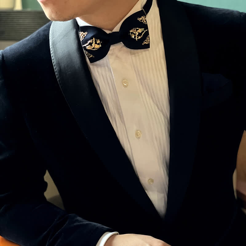 1Pcs Men's Golden Metal Bird Flower Decors Bow Tie - image 7