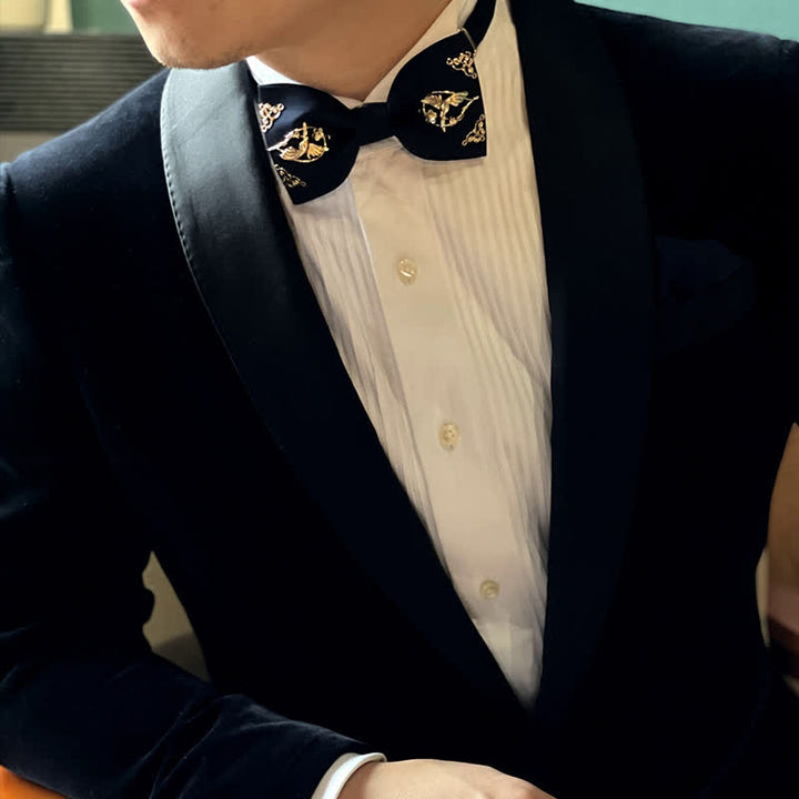 1Pcs Men's Golden Metal Bird Flower Decors Bow Tie - image 7