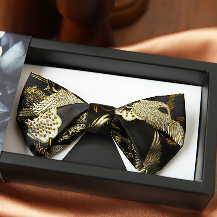 Men's Golden Crane Jacquard Luxury Bow Tie - Style #2 - image 5