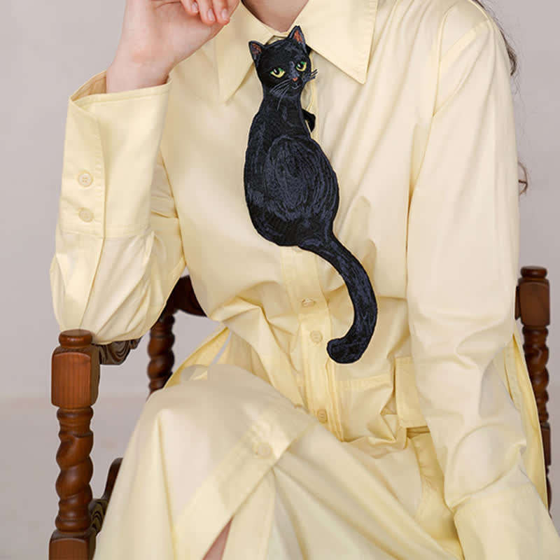 Women's Cool Black Cat Zipper Necktie - image 5