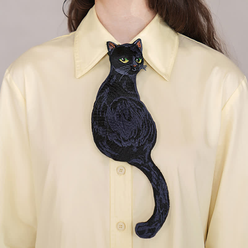 Women's Cool Black Cat Zipper Necktie - image 4