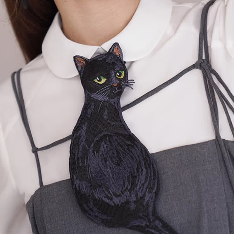 Women's Cool Black Cat Zipper Necktie - image 3