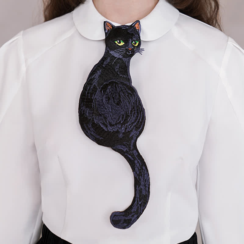 Women's Cool Black Cat Zipper Necktie - Black - image 0