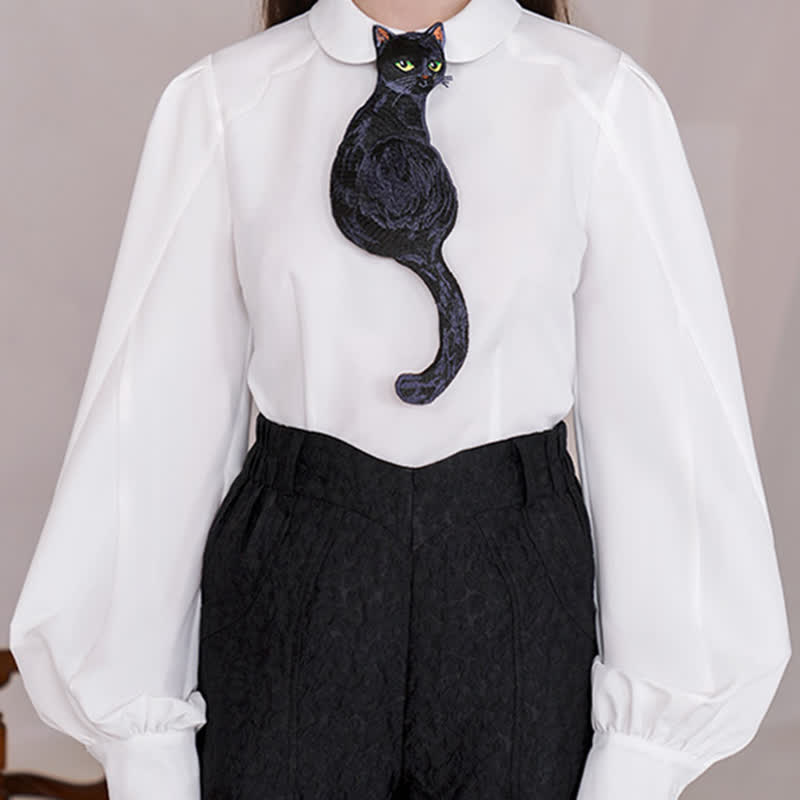 Women's Cool Black Cat Zipper Necktie - image 1