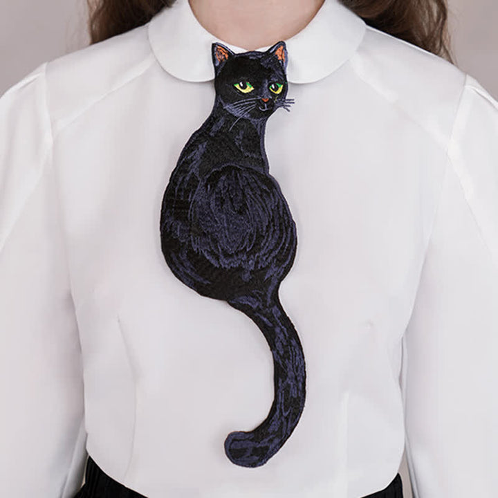 Women's Cool Black Cat Zipper Necktie - Black - image 0