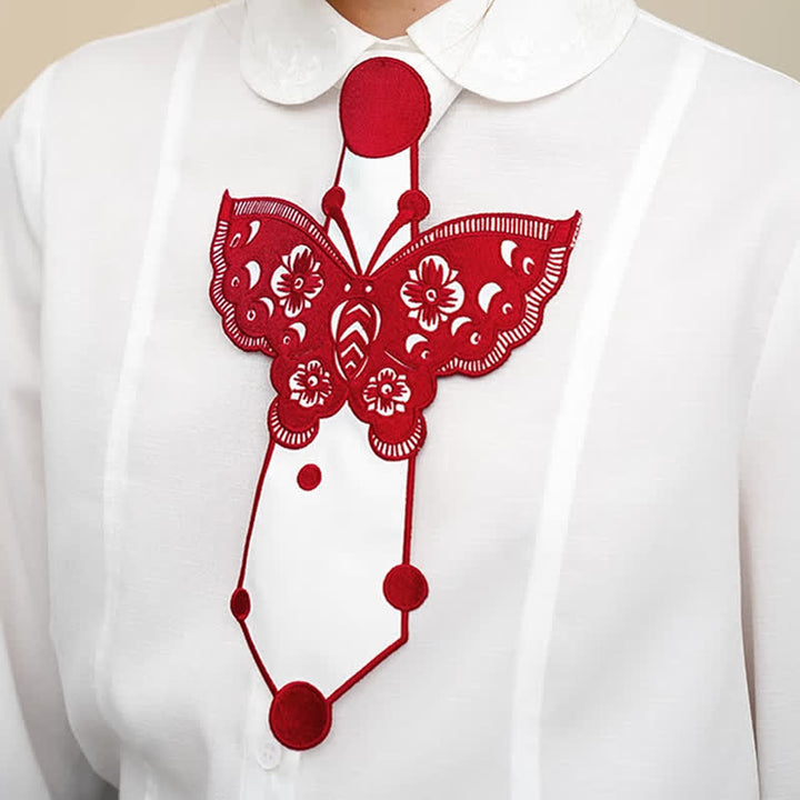 Women's Butterfly Embroidery Zipper Necktie - image 1