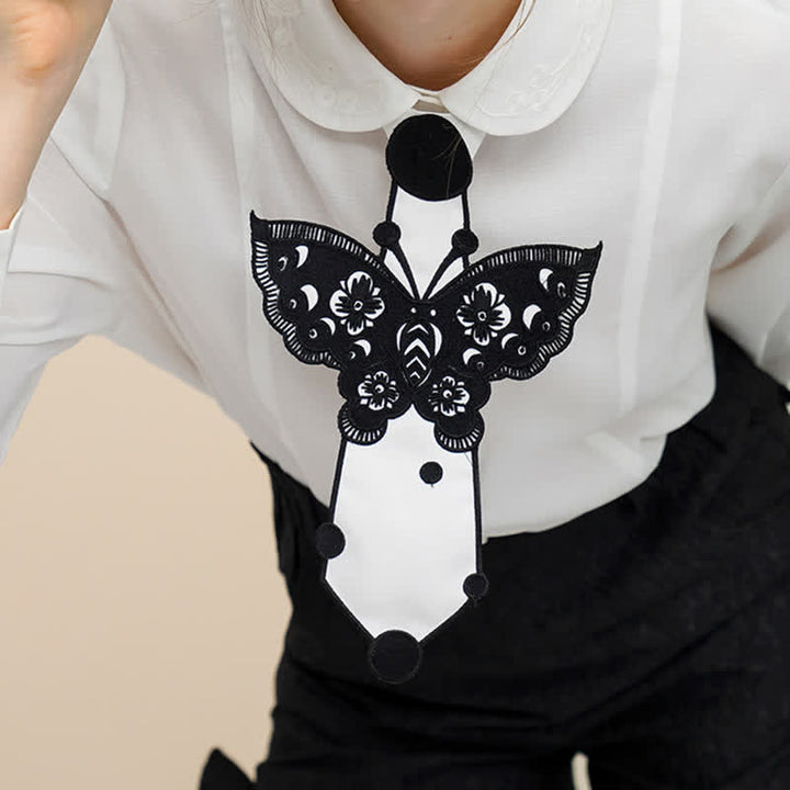Women's Butterfly Embroidery Zipper Necktie - image 4