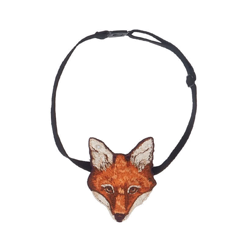 Women's Fox Head Embroidered Short Zipper Necktie - image 5