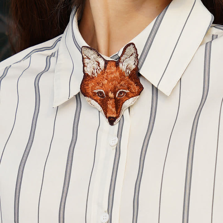 Women's Fox Head Embroidered Short Zipper Necktie - image 3