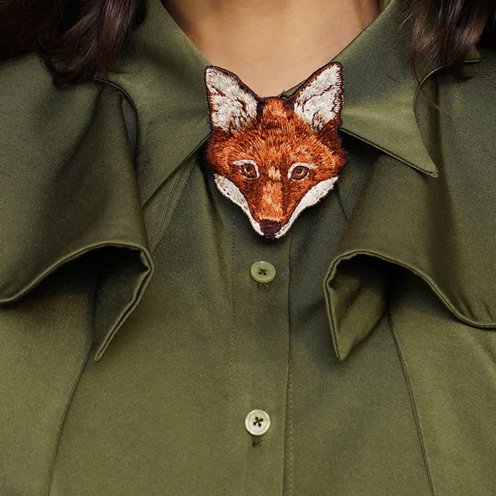 Women's Fox Head Embroidered Short Zipper Necktie - image 4
